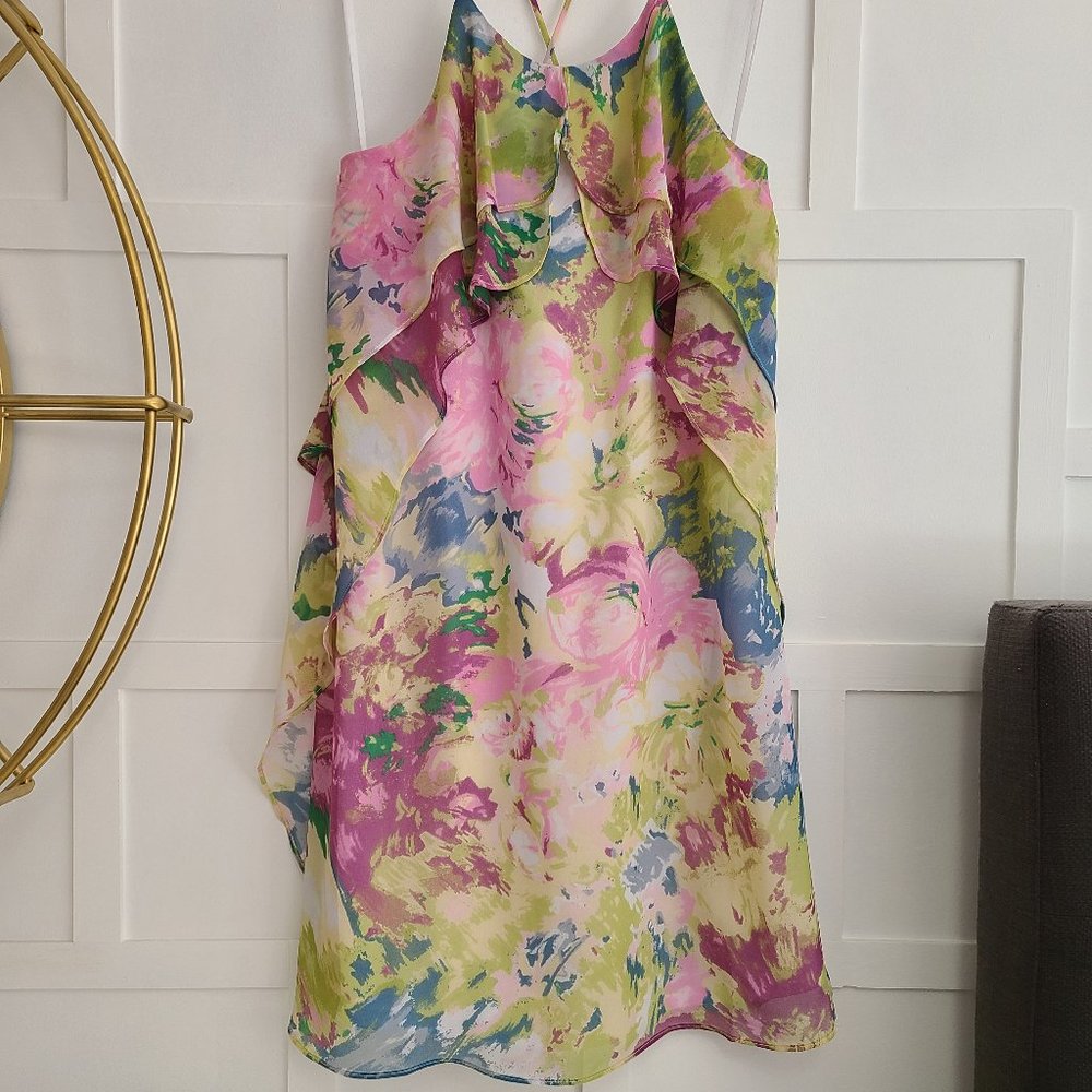BCBG Maxazria Flowered Ruffle Dress
